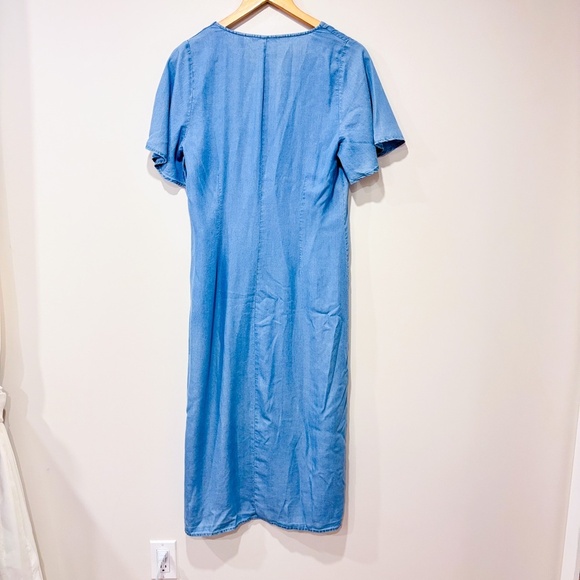 VERO MODA Blue Button-Front Midi Dress Lightweight Summer | Medium * - Picture 6 of 6